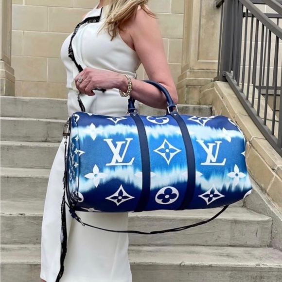 💙🤍authentic Louis Vuitton Keepall Bandouliere 50 LV Escale Blue 💙🤍 - Picture 9 of 9